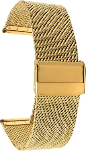 Fine Metal Mesh Replacement Watch Strap eradicate sodium affiliate - Adjustable Length - Fold-Over Clasp (MXS12) Bandini 19mm Gold Tone Stainless Steel Mesh Watch Band for Men - 