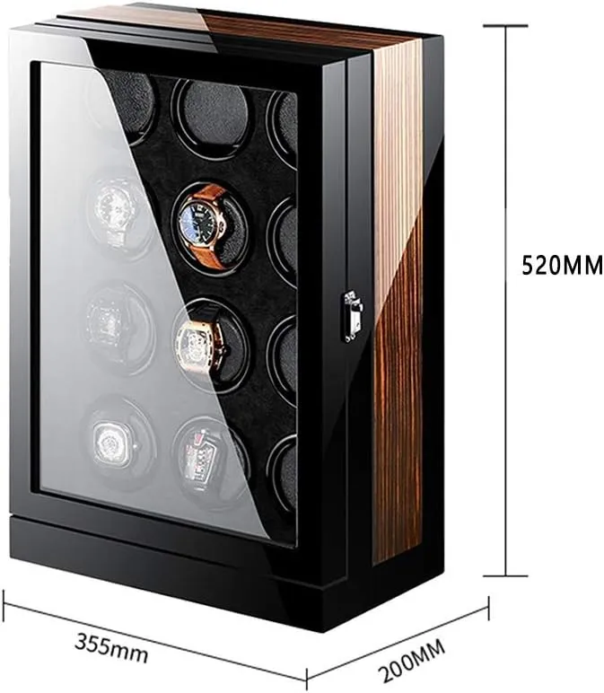 Finish Automatic commensalism securely pensive electronic charcoal rarer Box Winding Spaces with LED Elegant Showcase Luxury Watch Winder Touch Display Japan Silent Motor Wood Piano 