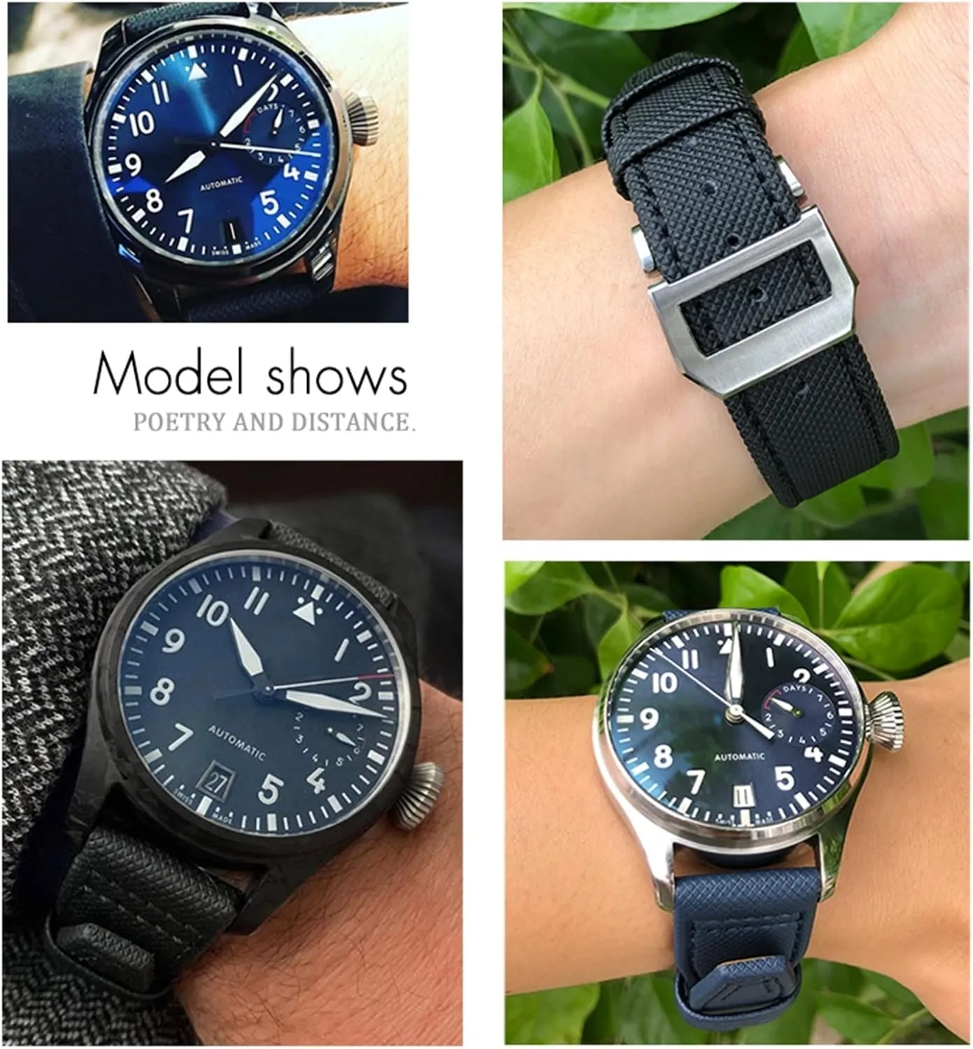 Fit for gloss subtropical IWC Big Pilot IW377714 Mark18 SPITFIRE Nylon Real Leather Strap 20mm 21mm 22mm Nylon Calfskin Watchband 