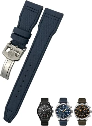 Fit for gloss subtropical IWC Big Pilot IW377714 Mark18 SPITFIRE Nylon Real Leather Strap 20mm 21mm 22mm Nylon Calfskin Watchband 