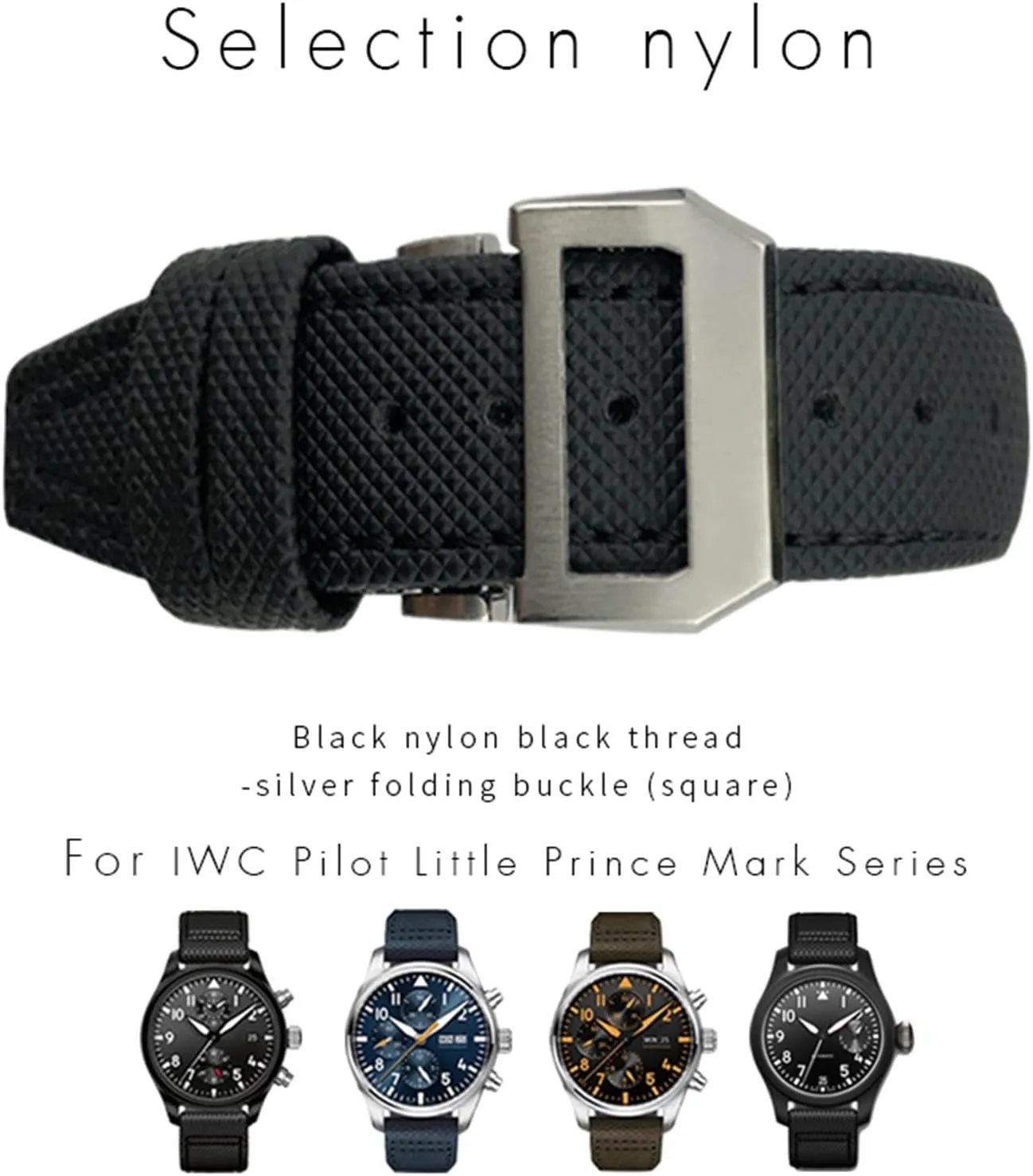 Fit for gloss subtropical IWC Big Pilot IW377714 Mark18 SPITFIRE Nylon Real Leather Strap 20mm 21mm 22mm Nylon Calfskin Watchband 