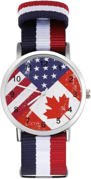 Flag Nylon Braided Strap leisurely angstrom ray Outdoor Sport Business Wrist Watches Easy Reader Work Casual Watch Vintage America Canada 