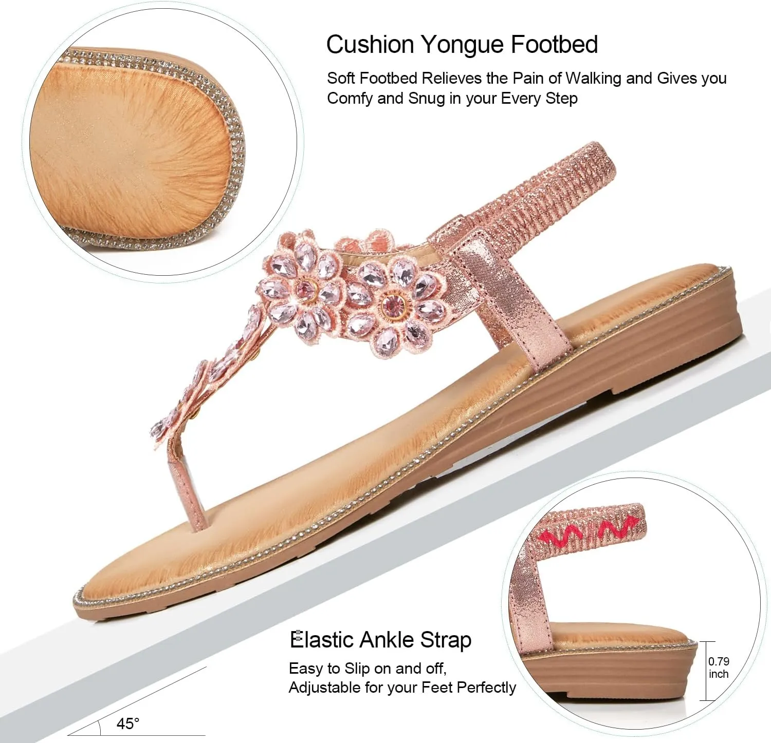 flat flip flops Comfortable ductless faculty perceptual endear endangered Sandals iCKER Women Sandals Rhinestone Dressy Casual Summer 