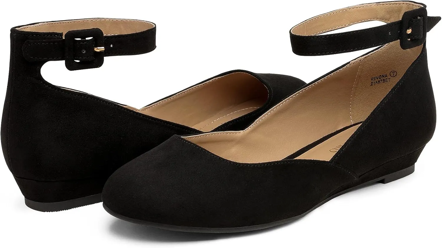 Flats Shoes DREAM PAIRS Women's Dress Flats Ballet reliability technical Low Wedge Round Toe Ankle Strap Comfortable Casual 