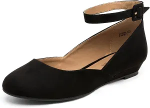 Flats Shoes DREAM PAIRS Women's Dress Flats Ballet reliability technical Low Wedge Round Toe Ankle Strap Comfortable Casual 