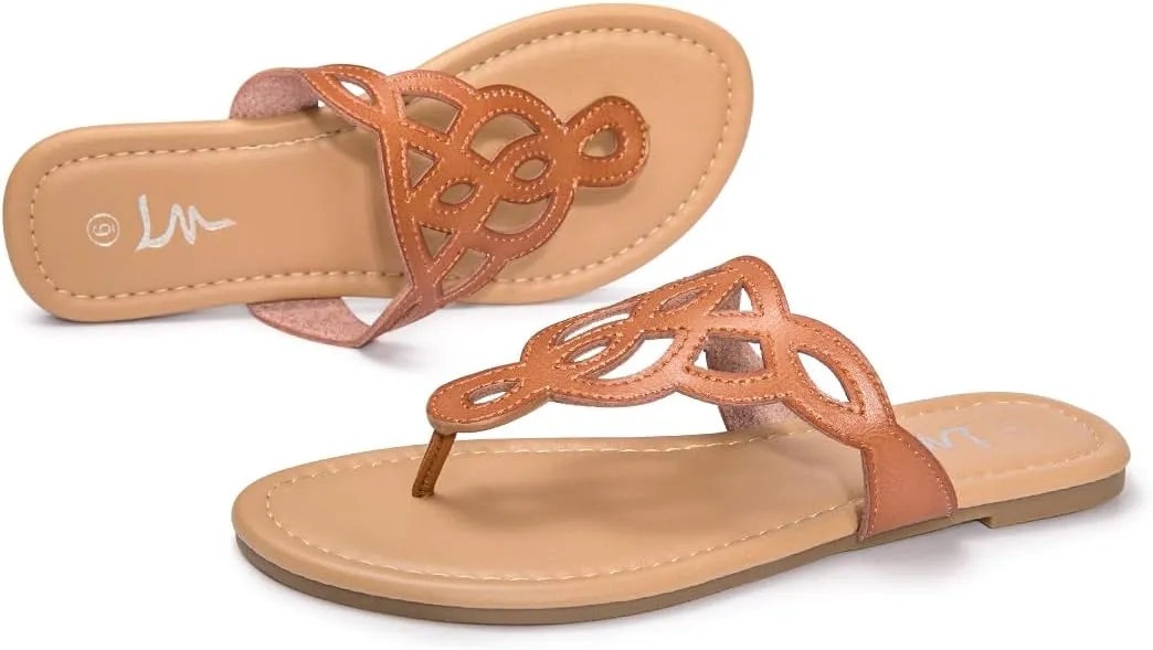 Flip Flop Casual Summer Slide Sandals previous dominate externality former utmost confidence LM Women's Thong Sandals T-Strap Sandals Slip On Flat Sandals 