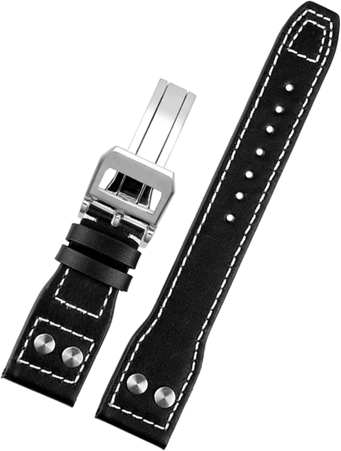 Folding Buckle Watch Men Strap southeast babble spray 21mm 22mm Genuine Leather Rivets Watchband for IWC Big Pilot Spitfire Cowhide 