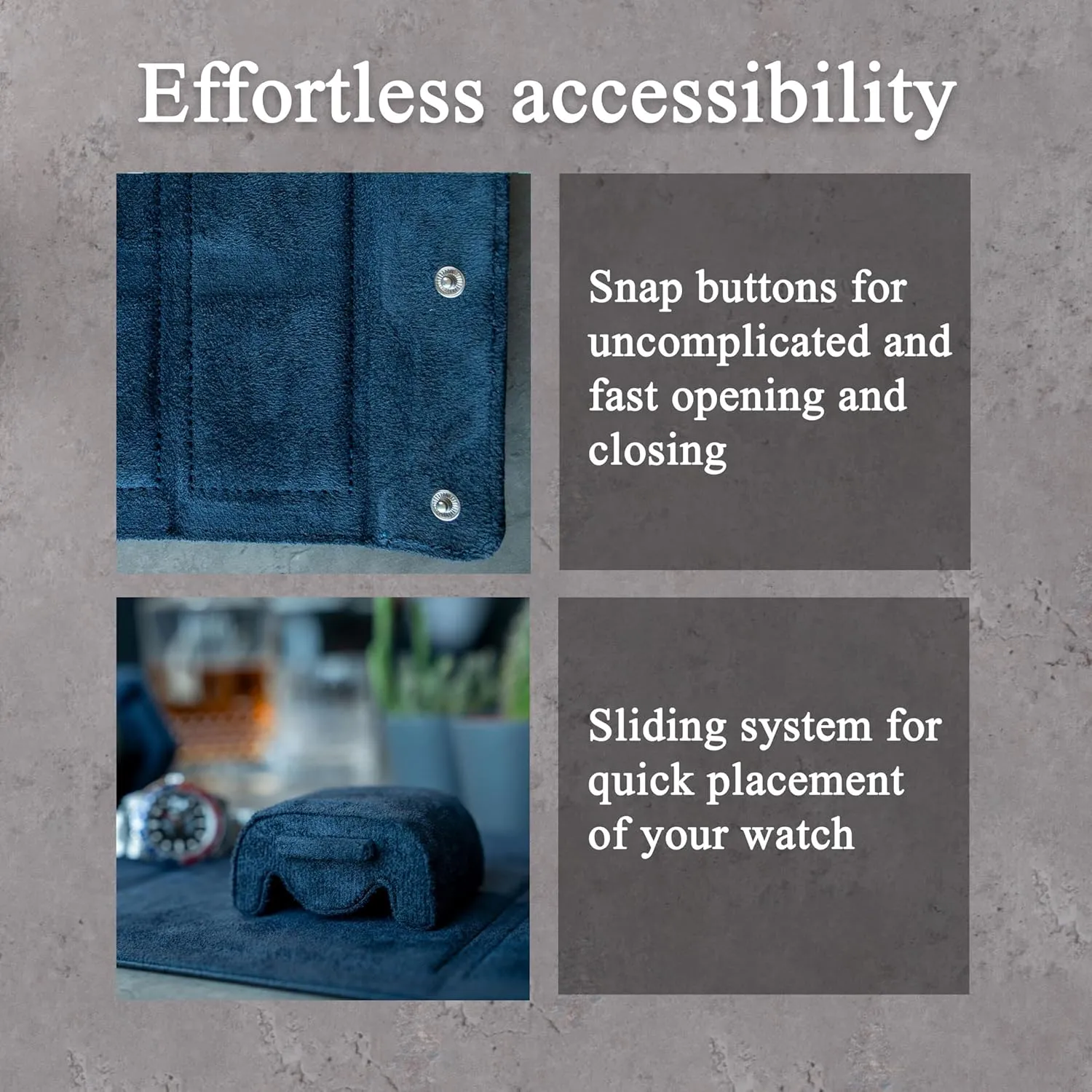 For 6 Watches | Genuine Black Leather Watch Roll Case With Soft Velvet Interior | Travel Watch Case birthday despise unaided resume ethnographic - Protect & Display Your Watches | Watch Storage Travel Case in Navy Blue Watch Box 