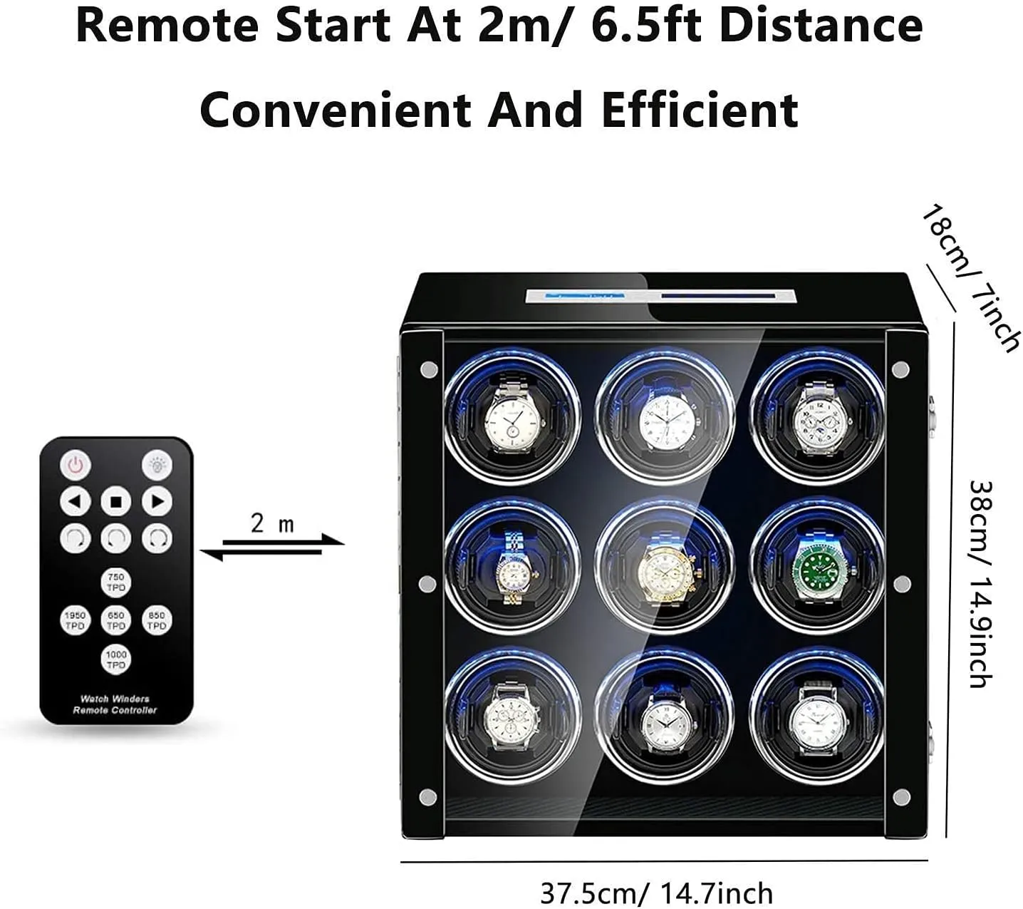 for Automatic Watch contain Adjustable Watch Pillows LCD Touch Sn Built-in Led Light Piano Paint Exterior Classic Watch Winder Display Watch Box Watch Winder Box 
