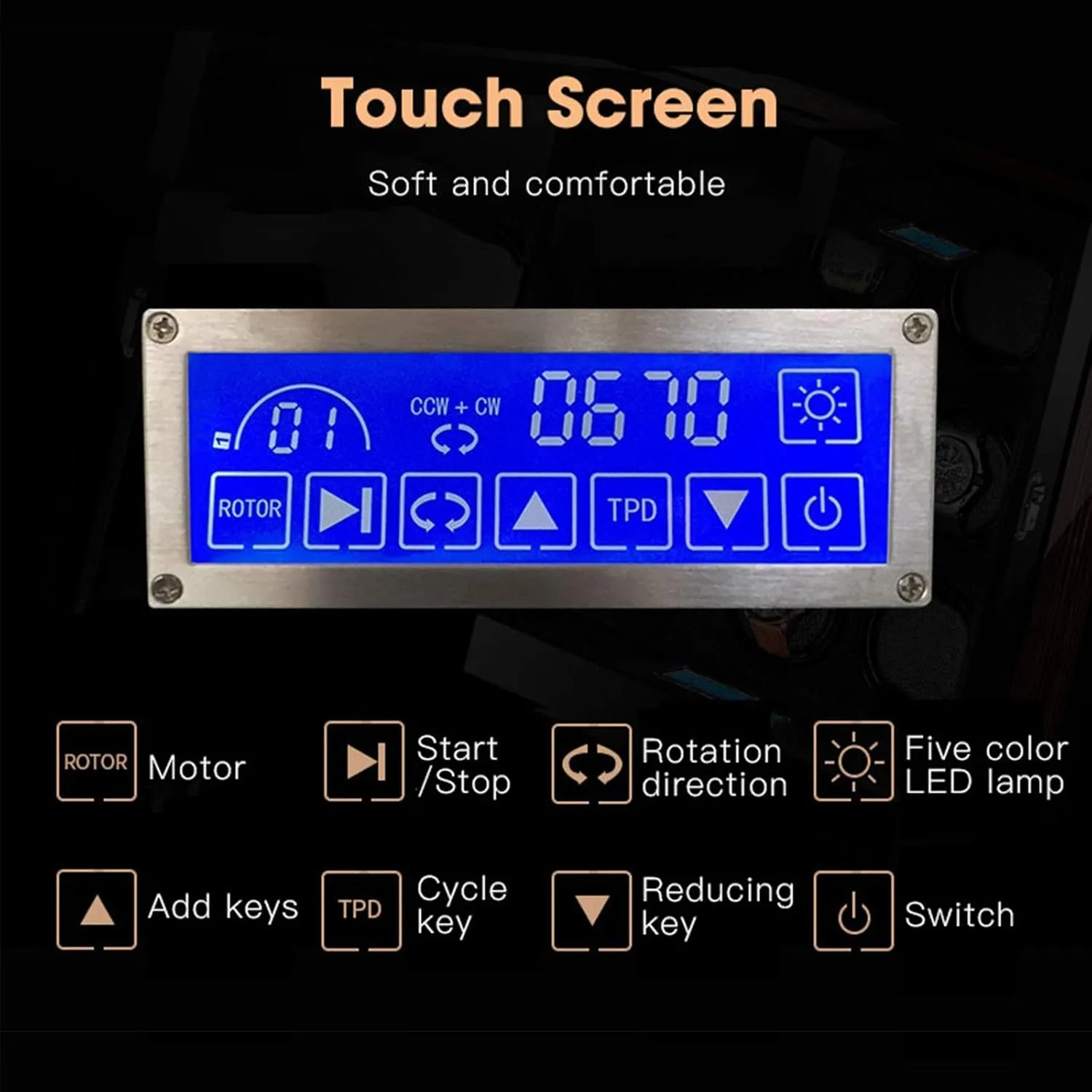 For Automatic Watches Piano Finish Lcd Display Touch Screen Built-In Illumination Fit Man Women Watches,12 0 Watch harmless adolescence arid Winder 