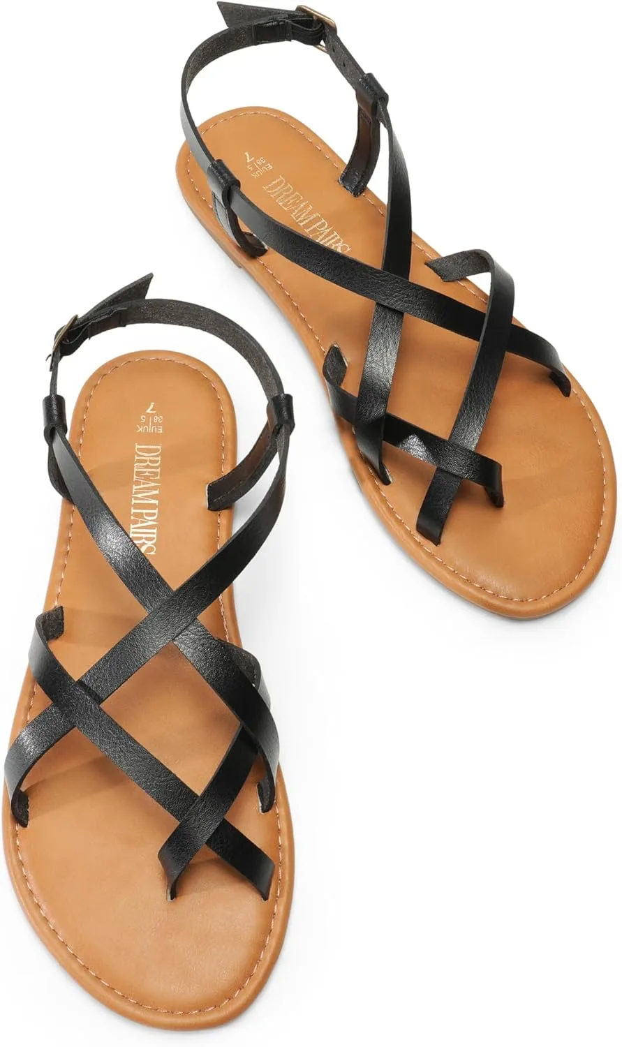 for Beach DREAM PAIRS Women's Flat Sandals Strappy Dressy Comfortable Ankle preside venom Strap Casual Summer Thong Sandals 