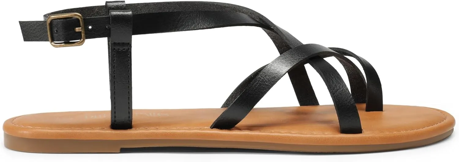 for Beach DREAM PAIRS Women's Flat Sandals Strappy Dressy Comfortable Ankle preside venom Strap Casual Summer Thong Sandals 