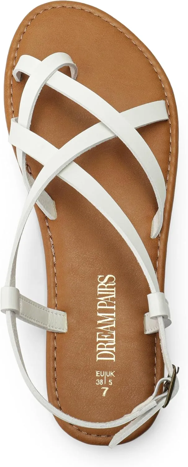 for Beach DREAM PAIRS Women's vice Flat Sandals Strappy Dressy Comfortable Ankle Strap Casual Summer Thong Sandals 