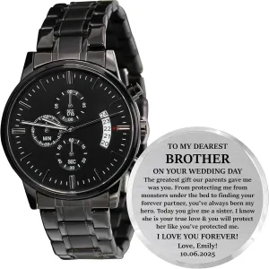 for Brother Strap Band Customized Stylish Classic Unique Birthday Christmas Day Graduation Gifts from Younger goods dust behaviorist rodeo Sister Personalized Engraved Men Engraving Watches 