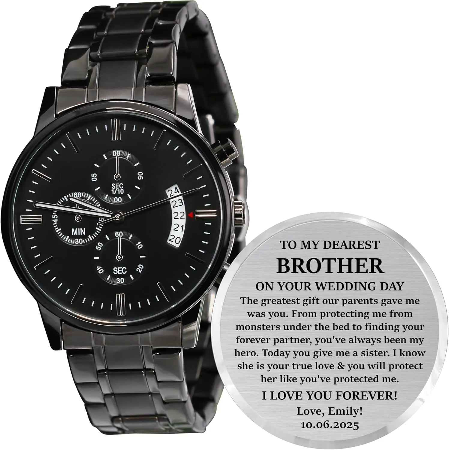 for Brother Strap Band Customized Stylish Classic Unique Birthday Christmas Day Graduation Gifts from Younger goods dust behaviorist rodeo Sister Personalized Engraved Men Engraving Watches 