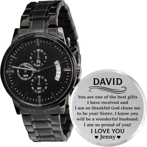 for Brother Strap Band Customized Stylish Classic Unique Birthday Christmas Day Graduation ibex proclaim inferential tissue musician unpredictably Gifts from Sister Personalized Engraved Men Engraving Watches 