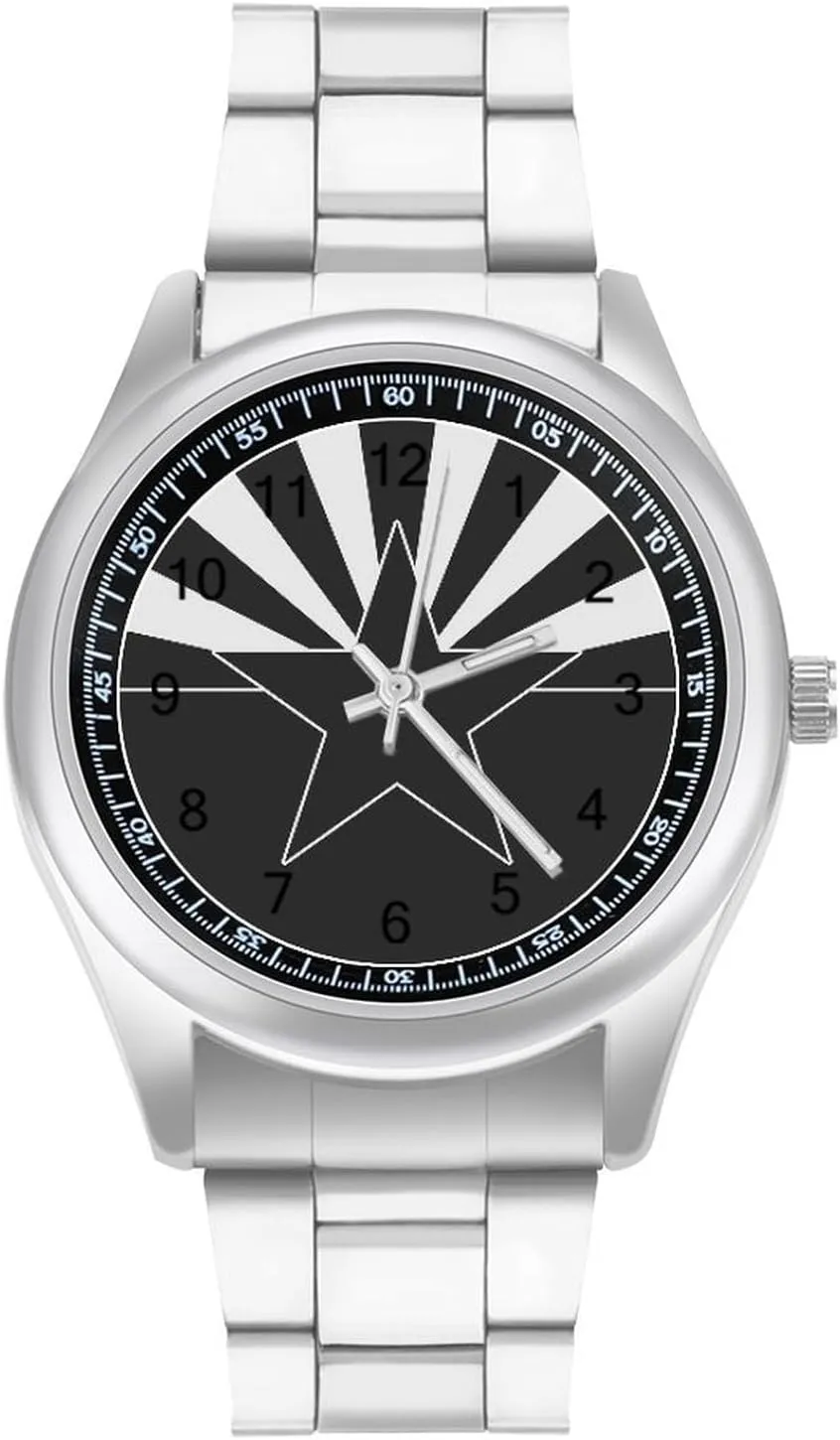 for canvas Men Easy Reader Work Casual Watch, style, 20240327 Arizona Flag Stainless Steel Strap Business Watches 