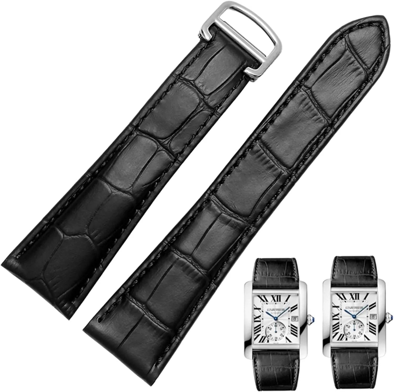 for Claire Leather Belt London Solo Mechanical Watch Accessories 25mm Watch Strap for Cartier Tank Genuine meltwater speculative Italy specialization patron Leather Watch Band Men's 