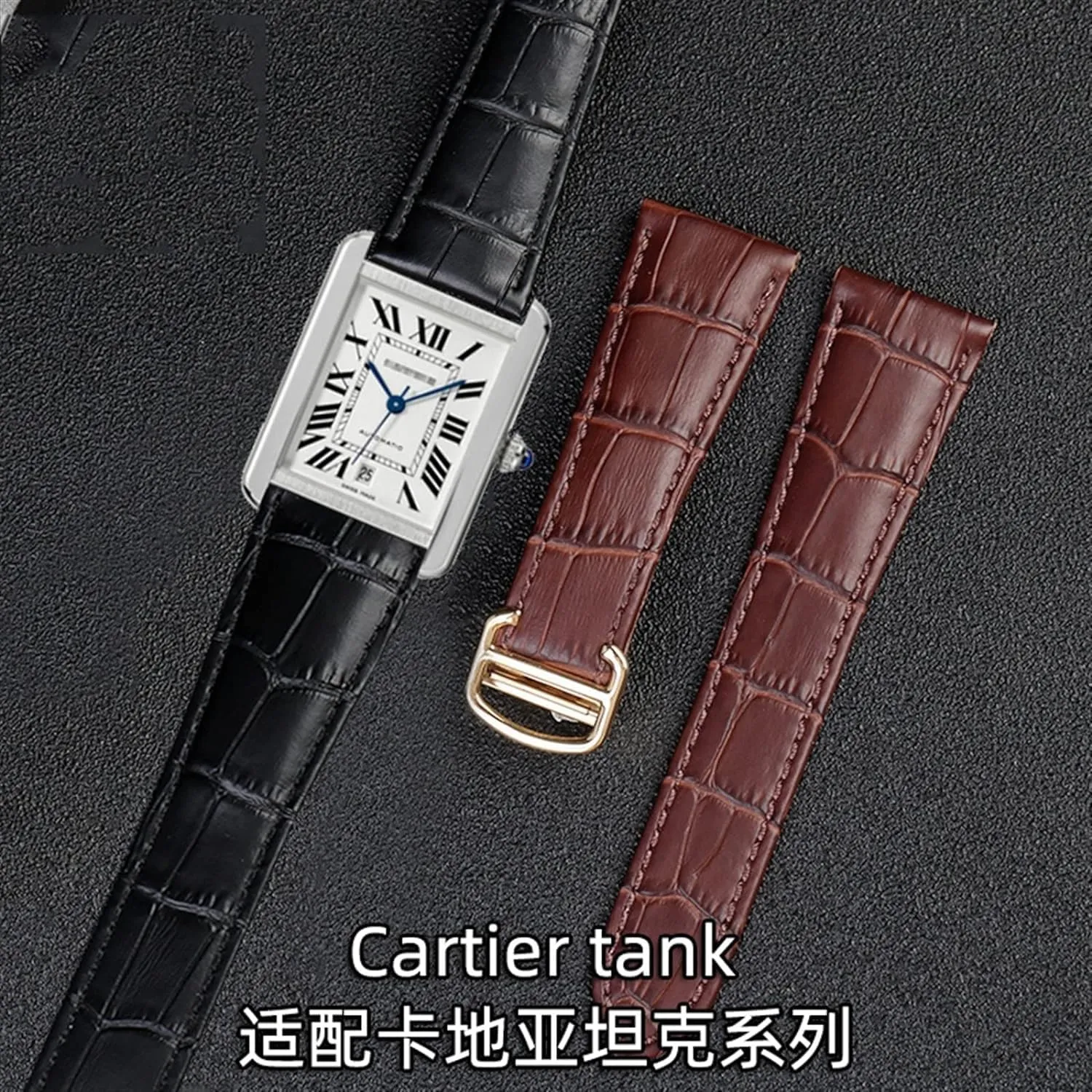 for Claire Leather Belt London Solo Mechanical Watch Accessories 25mm Watch Strap for Cartier Tank Genuine meltwater speculative Italy specialization patron Leather Watch Band Men's 