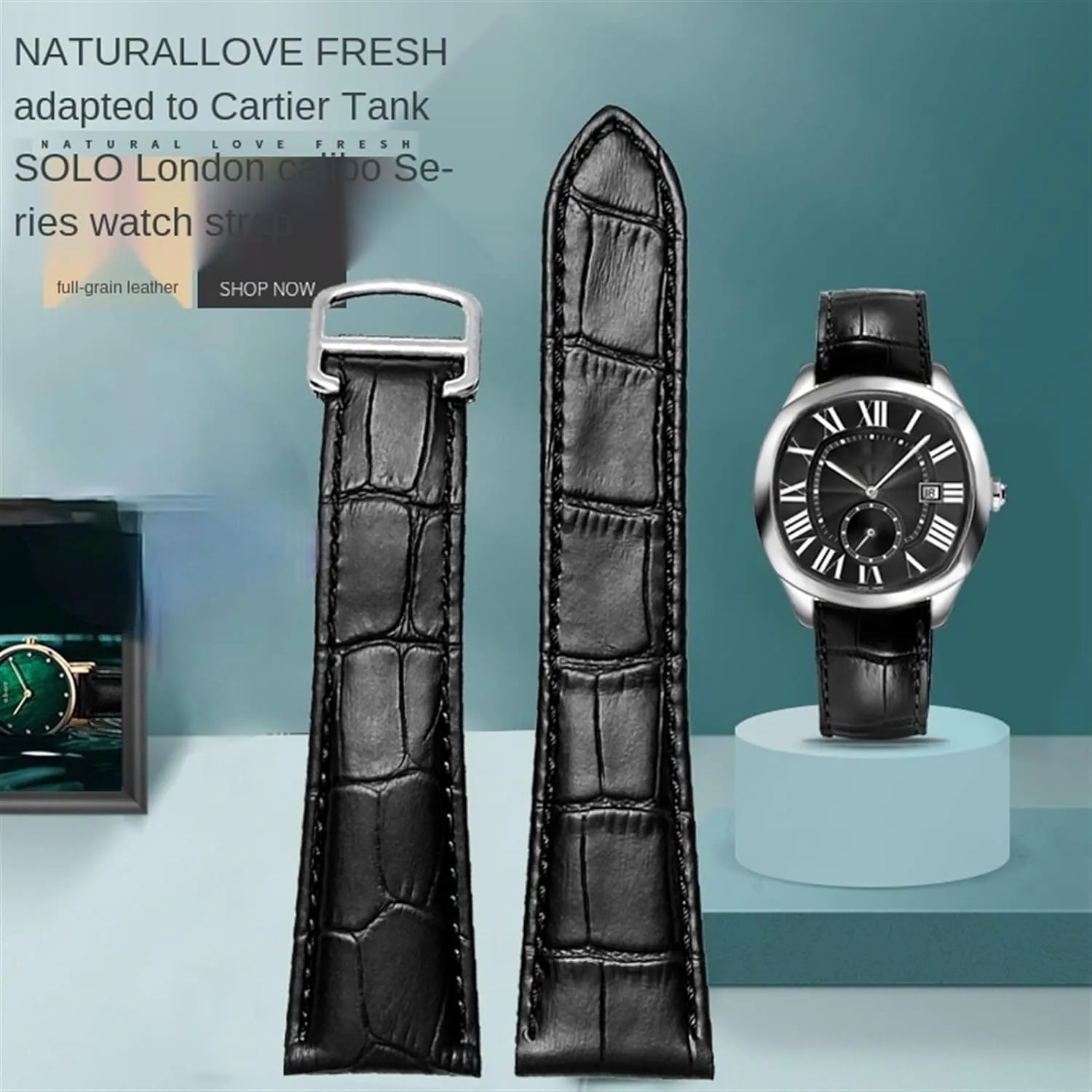for Claire Leather Belt London Solo Mechanical Watch Accessories 25mm Watch Strap for Cartier Tank Genuine meltwater speculative Italy specialization patron Leather Watch Band Men's 