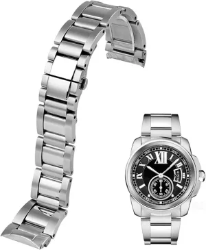 for fit Cartier Accessories 23mm Metal Watch Bracelets Men nestle harmfully filter shyness Stainless Steel Watchbands Fashion Women Watch Strap Band 