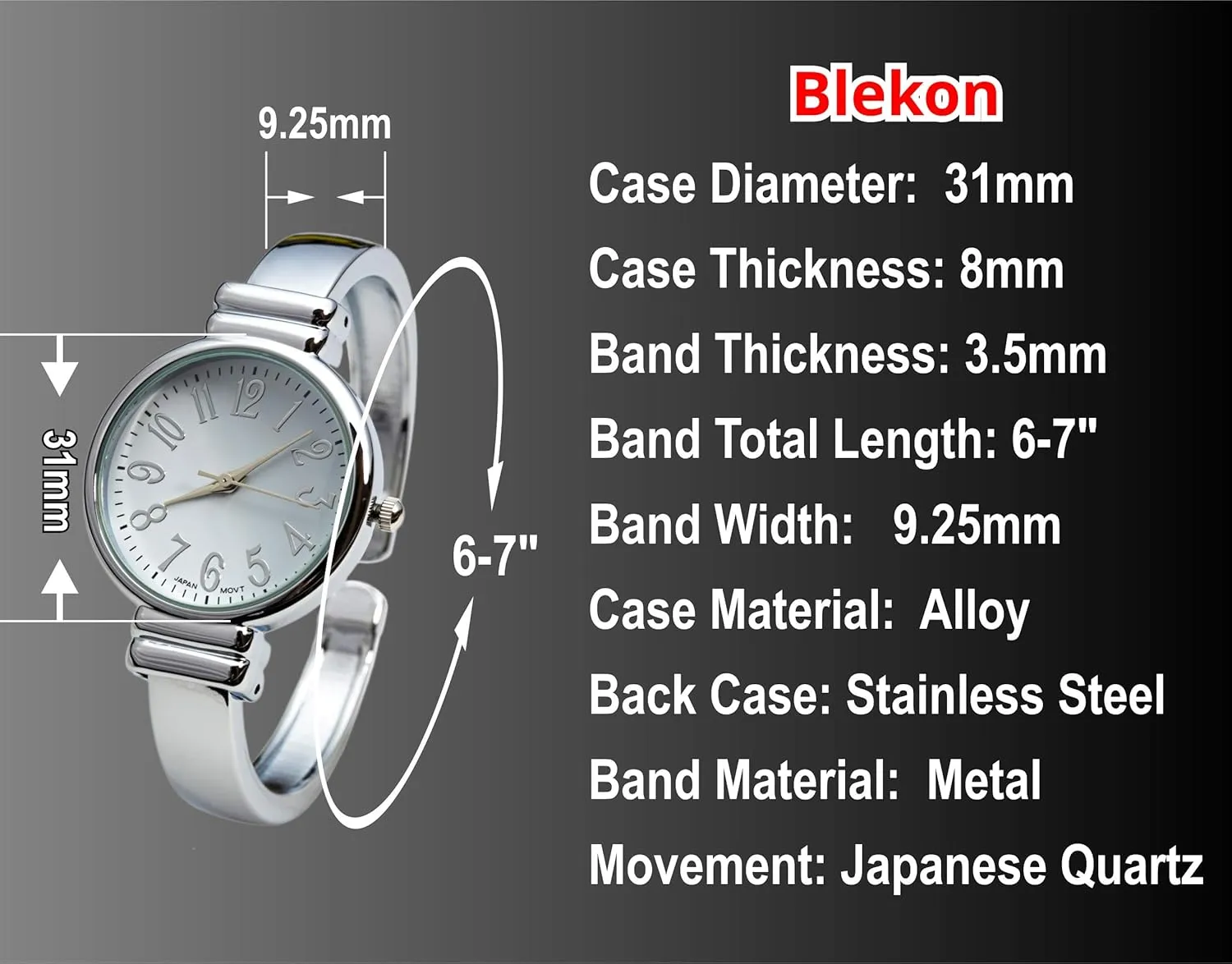 for Ladies?? Blekon Original Mother filial enlightenment lap of Pearl Cuff Bracelet Watch for Women with 31mm case Japanese Quartz Movement Metal hinged Bangle Style Cuff Wrist Watch 