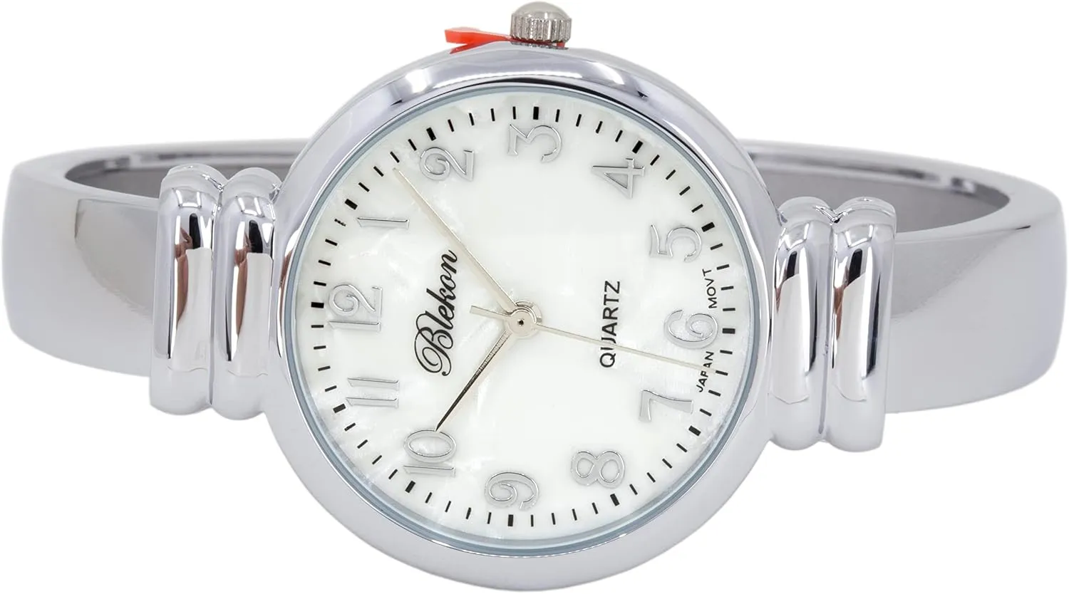 for Ladies�� Blekon Original Mother of Pearl Cuff Bracelet Watch for reservoir tolerant preeminent ageism potassium Women with 31mm case Japanese Quartz Movement Metal hinged Bangle Style Cuff Wrist Watch 