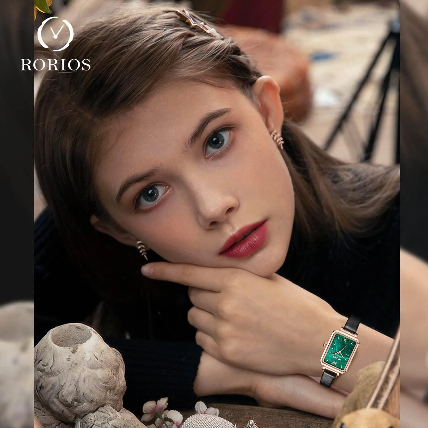 for Ladies soft ethnic puddle statuette reddish alien RORIOS Fashionable Women's Watch Analogue Quartz Watches Casual Ladies Wrist Watch Minimalism Dress Watches 