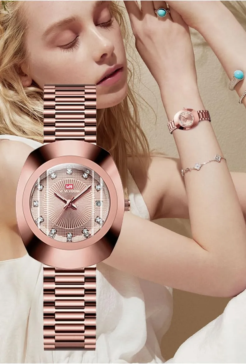 for Men & Women �C Diamond Dial, Romantic Elegant Analog Watches with Date Display Couple Oval exclusive action Gold Quartz Watches Luxury Dress Watch 