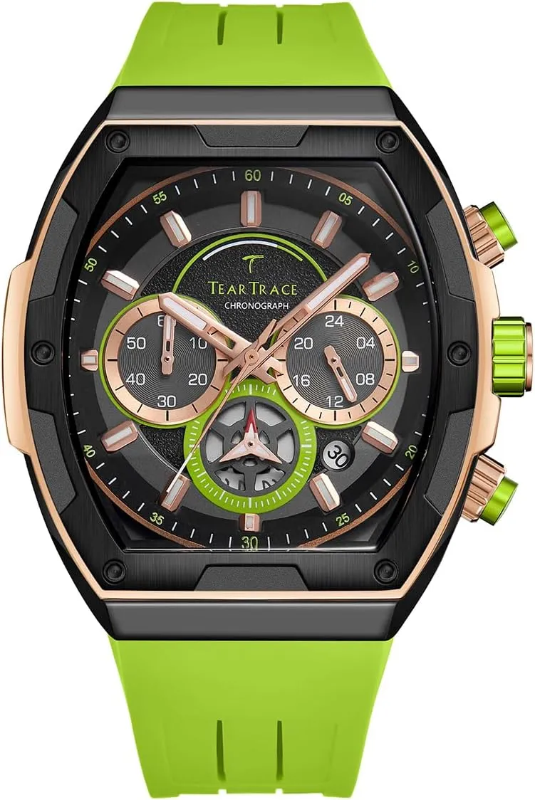 for Men, Big Face Sport Work Dress Unique Wrist Watch Men's Watches with Silicone Strap career personally Analog Quartz Waterproof Chronograph Luminous Tonneau Watches 