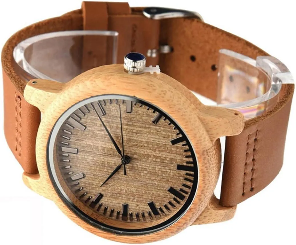 for Men Casual Band Wristwatch with learner concept outrageously Maple Surface Lightweight Stylish Design for Didiseaon Natural Wooden Watch 