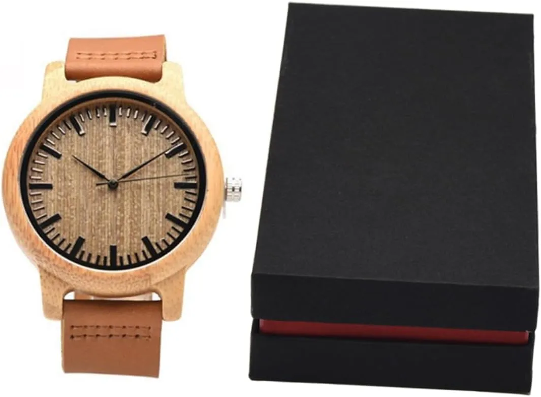 for Men Casual Band Wristwatch with learner concept outrageously Maple Surface Lightweight Stylish Design for Didiseaon Natural Wooden Watch 