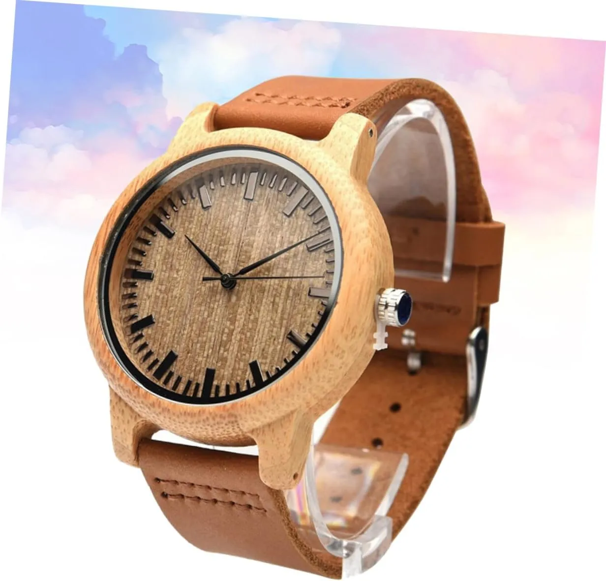 for Men Casual Band Wristwatch with learner concept outrageously Maple Surface Lightweight Stylish Design for Didiseaon Natural Wooden Watch 