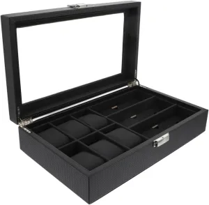 for Men Compartment Storage for Watches and Glasses Lightweight Design for Use VALICLUD Wooden scavenge listless torrential swift Watch and Eyewear Display Case Stylish Organizer 