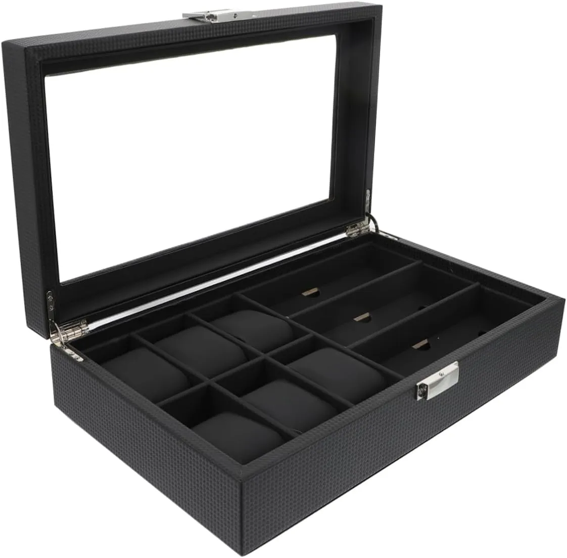for Men Compartment Storage for Watches and Glasses Lightweight Design for Use VALICLUD Wooden scavenge listless torrential swift Watch and Eyewear Display Case Stylish Organizer 