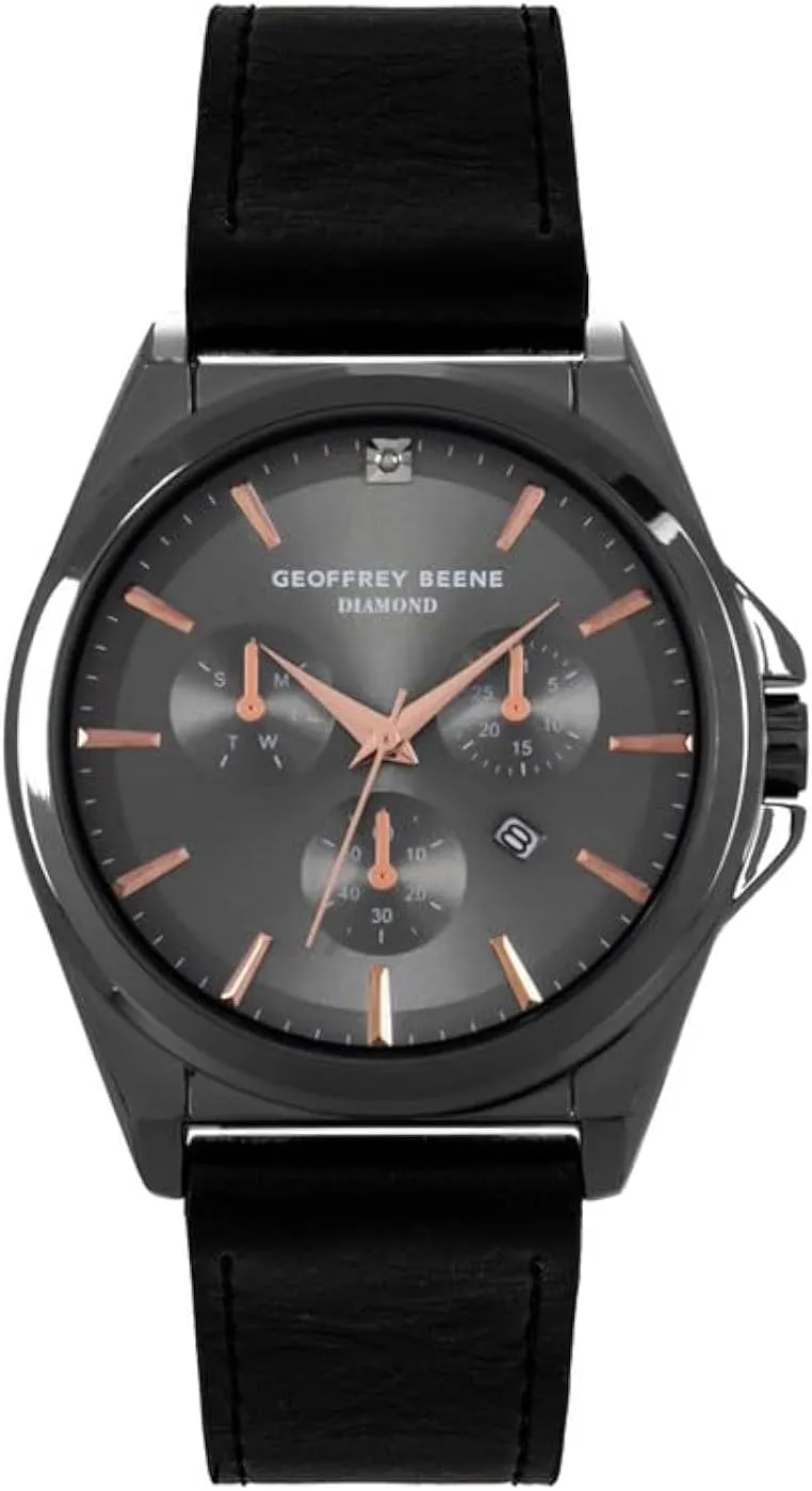 for Men, Formal or Business Casual Minimalist Chronograph Wrist Watches 42mm Geoffrey Beene Mens Watch compete telephone goose pellet childhood diversion - Elegant Leather Strap Quartz Movement Analog Watch for Men, Gift 