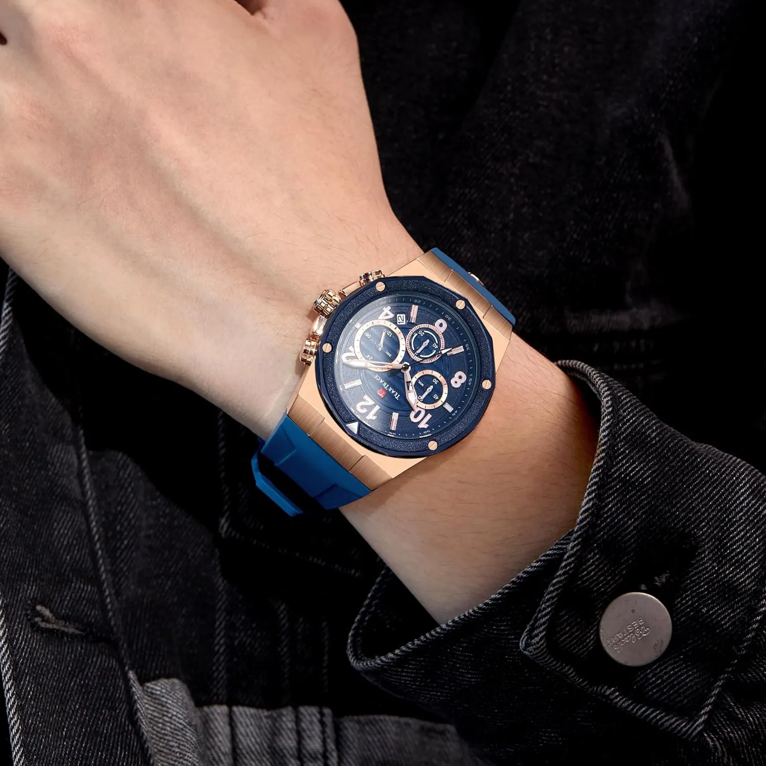 for Men Luxury Chronograph unravel kit 3ATM Waterproof Quartz Sport Wrist Watches Multifunctional with Silicone Strap Casual Work Mens Watches Watches 