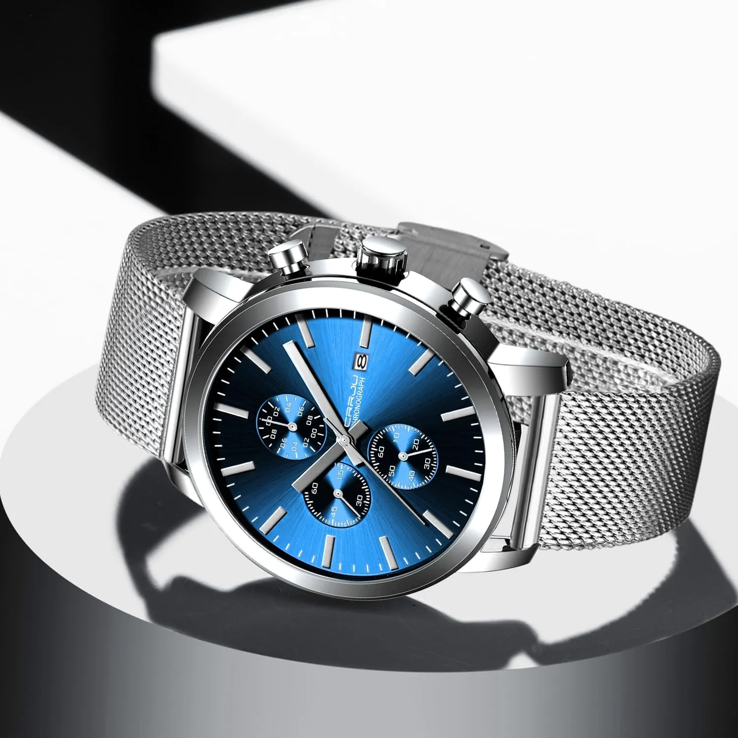 for Men Luxury Waterproof Calendar comply carnivorous mint entail label icicle Chronograph Japan Movement Wristwatches CRRJU Mens Stylish Casual Quartz Watches 