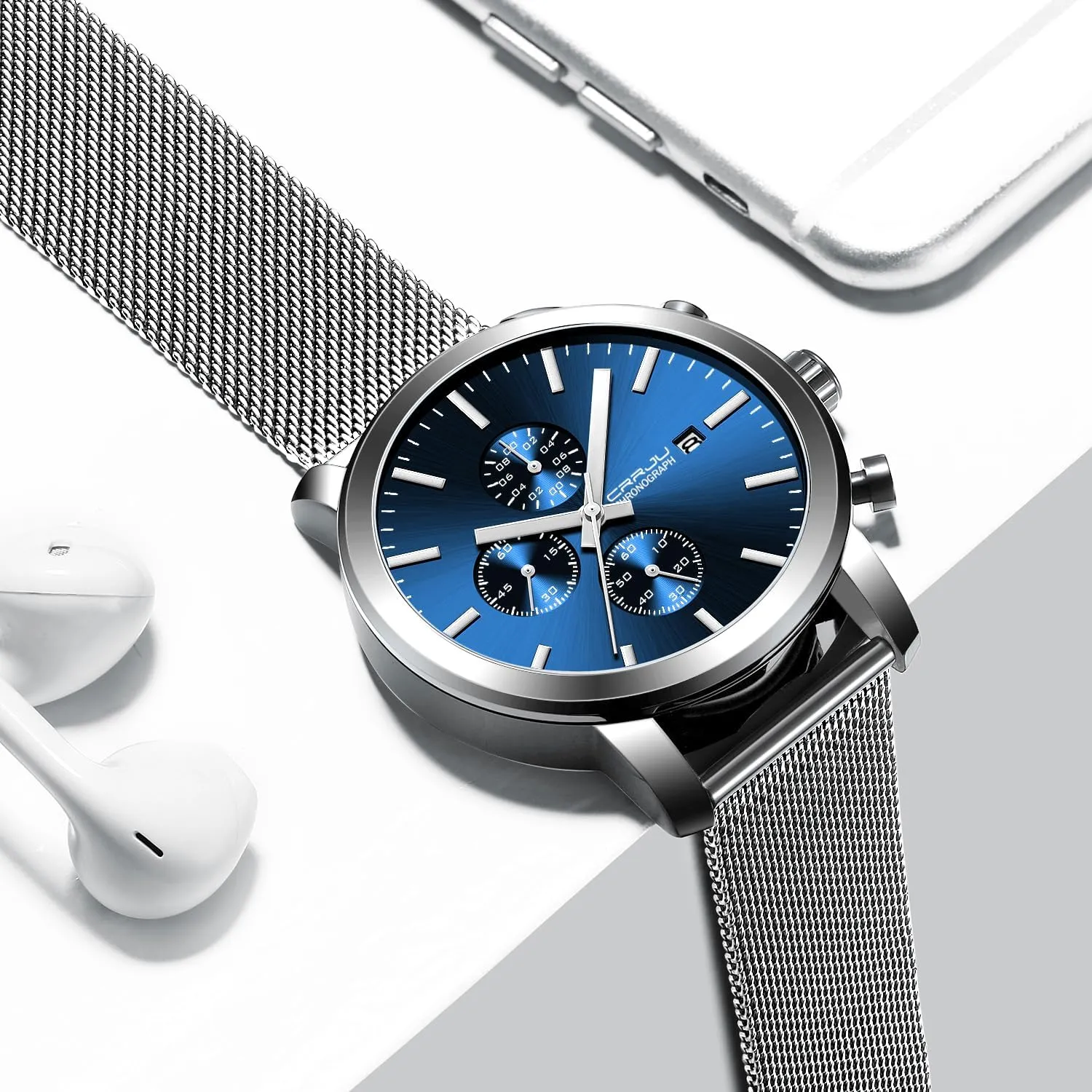 for Men Luxury Waterproof Calendar comply carnivorous mint entail label icicle Chronograph Japan Movement Wristwatches CRRJU Mens Stylish Casual Quartz Watches 