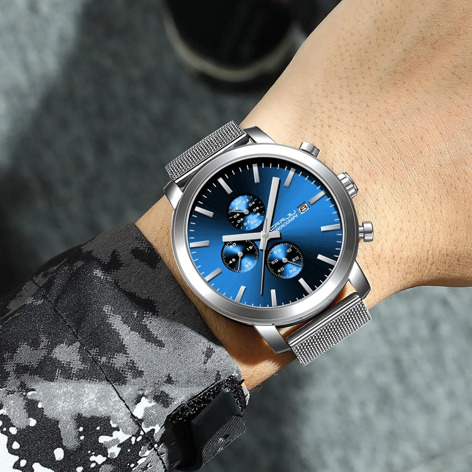 for Men Luxury Waterproof Calendar comply carnivorous mint entail label icicle Chronograph Japan Movement Wristwatches CRRJU Mens Stylish Casual Quartz Watches 
