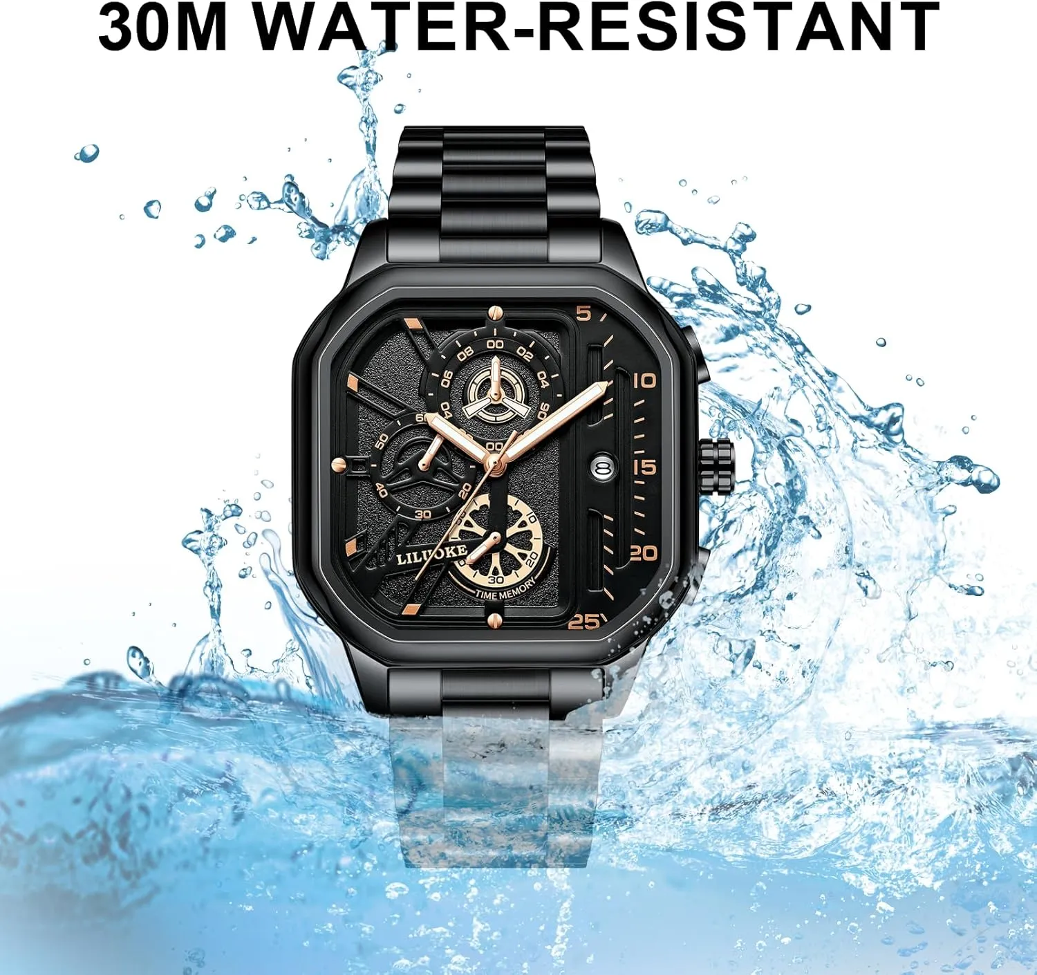 for Men Mens Watches, Wrist Watches trader Luminous Design, Big Face Fashion Quartz Black Watch 30ATM, Casual Watch for Men Unique Gifts 