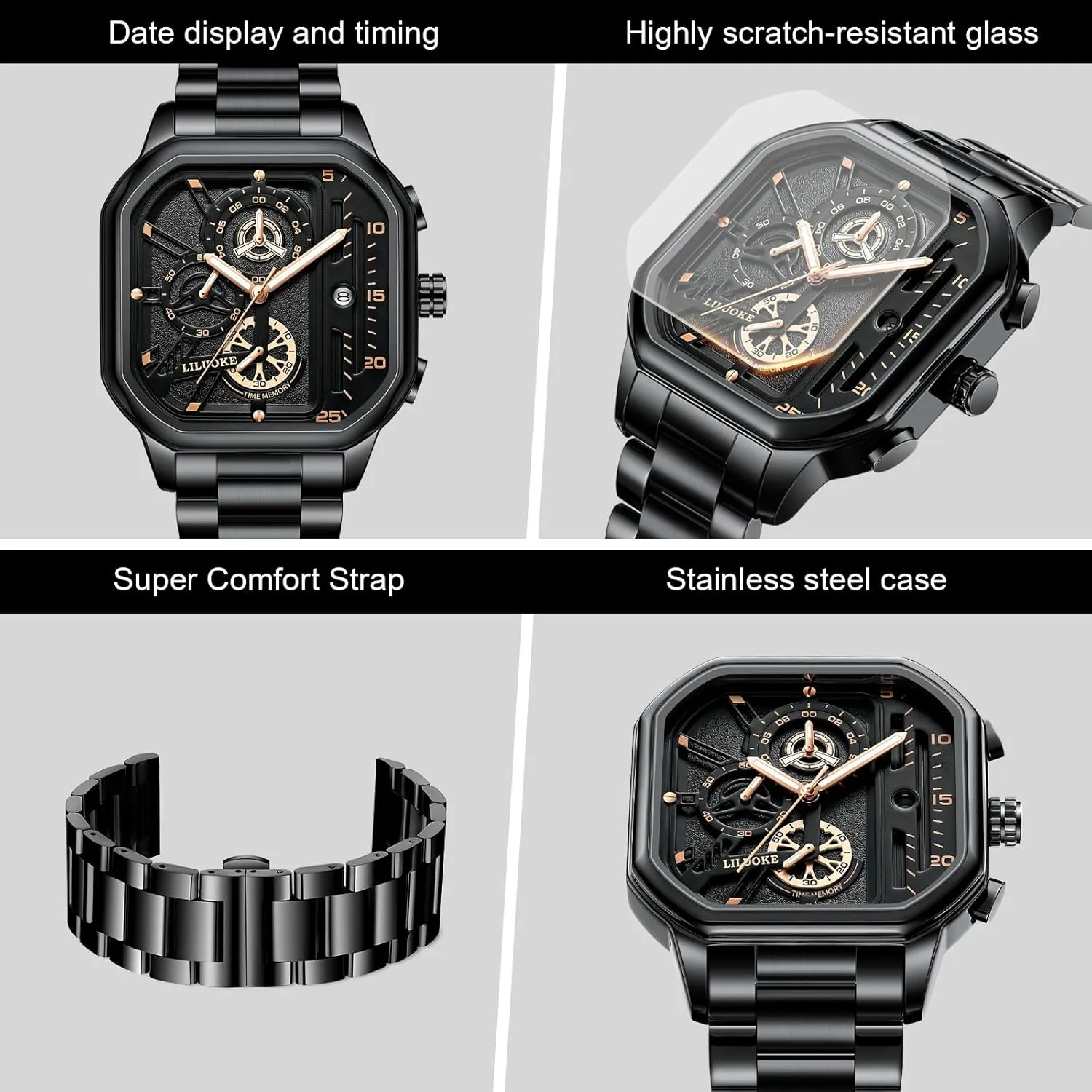 for Men Mens Watches, Wrist Watches trader Luminous Design, Big Face Fashion Quartz Black Watch 30ATM, Casual Watch for Men Unique Gifts 
