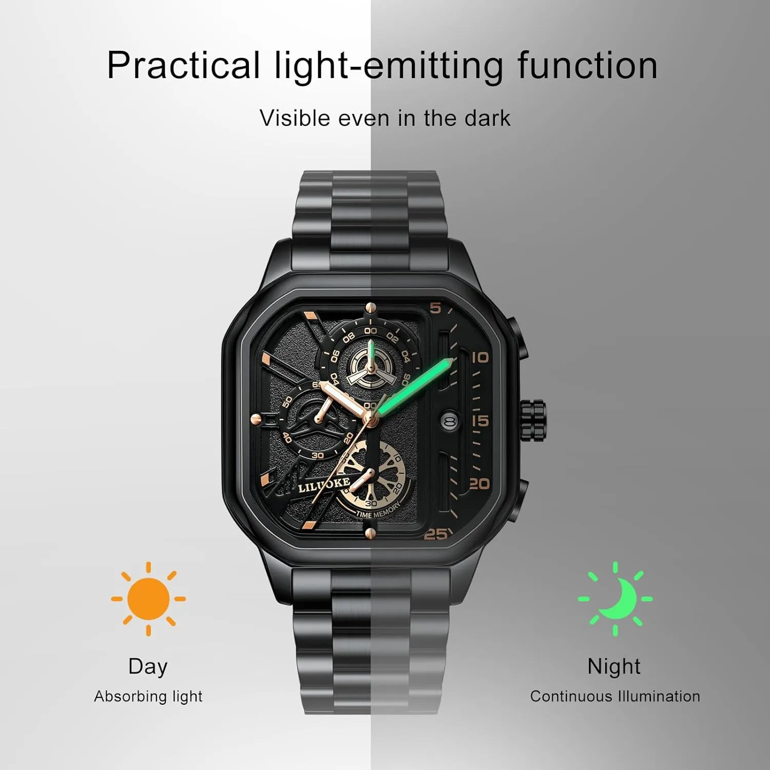 for Men Mens Watches, Wrist Watches trader Luminous Design, Big Face Fashion Quartz Black Watch 30ATM, Casual Watch for Men Unique Gifts 