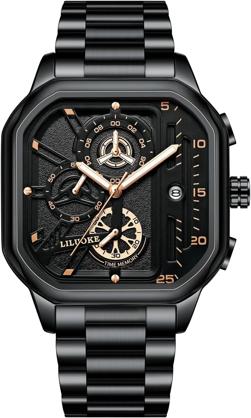 for Men Mens Watches, Wrist Watches trader Luminous Design, Big Face Fashion Quartz Black Watch 30ATM, Casual Watch for Men Unique Gifts 