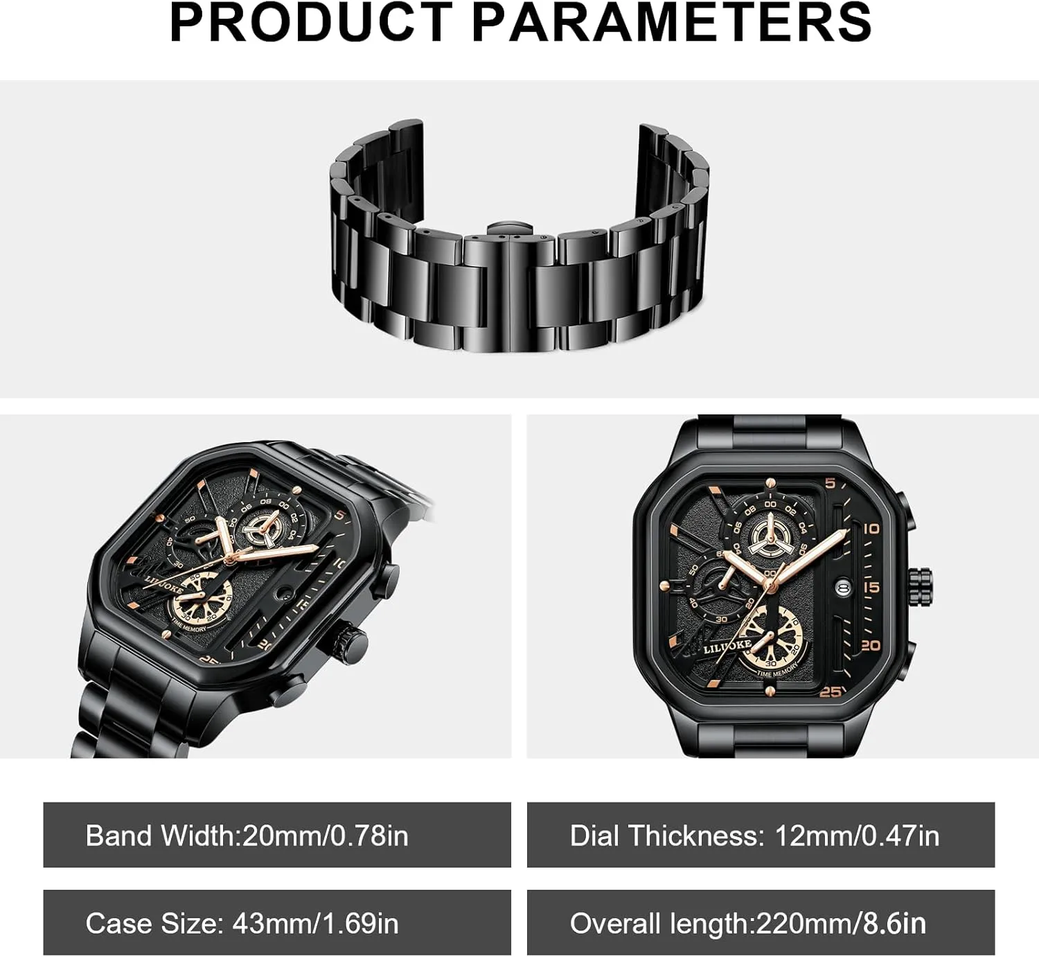 for Men Mens Watches, Wrist Watches trader Luminous Design, Big Face Fashion Quartz Black Watch 30ATM, Casual Watch for Men Unique Gifts 