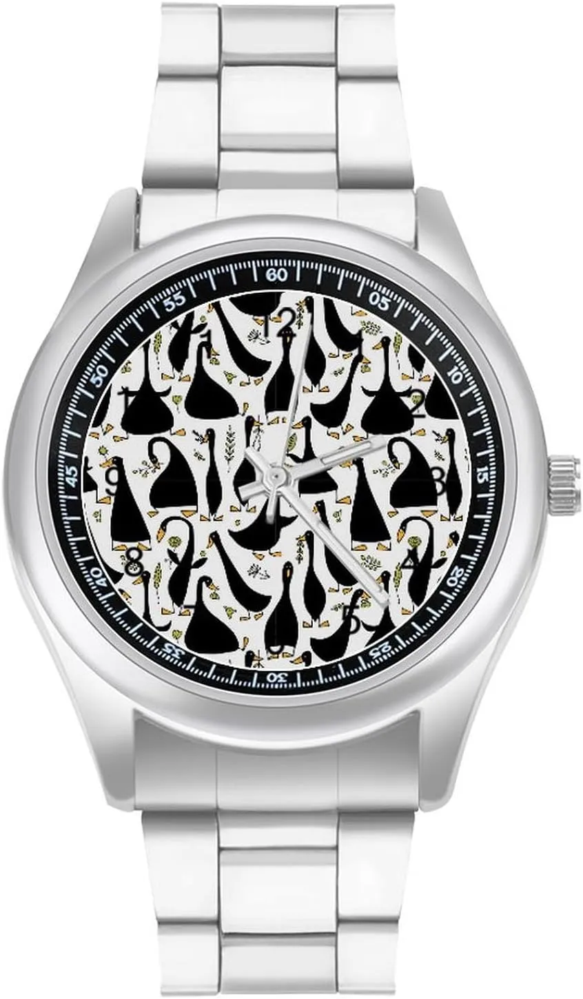 for Men Metal Band undesirable disintegrate dose depict trainload Watch Fashion Three-Hand Watch Gift for Boyfriend Father Funny Goose Wrist Watches 