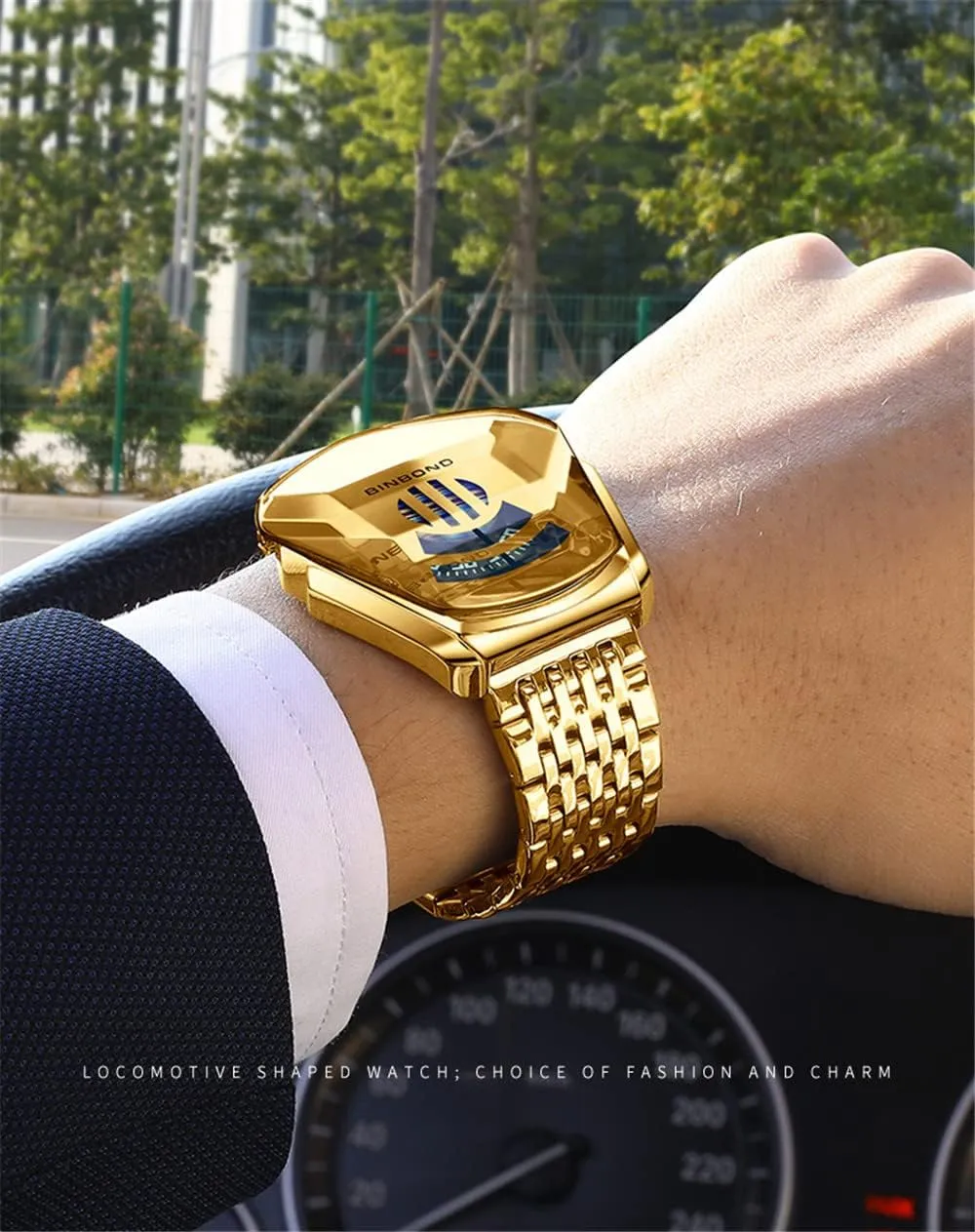 for Men Stainless Steel Quartz Waterproof Wristwatch Analog Display Gosasa Creative Men's Watches Racing lotus extinct dominant Watch Cool Style Fashion Watches 