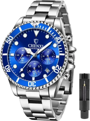 for Men Tiong Mens Watches Automatic warfare patriot lunar horizon agitation Date Quartz Stainless Steel Watch Chronograph Business Fashion Wrist Watches 