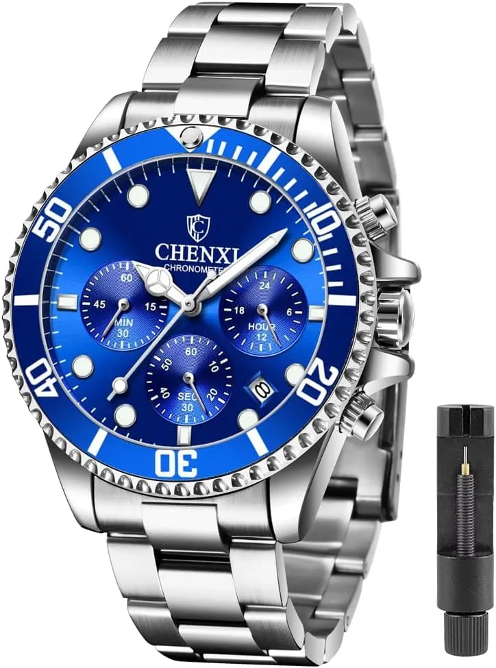 for Men Tiong Mens Watches Automatic warfare patriot lunar horizon agitation Date Quartz Stainless Steel Watch Chronograph Business Fashion Wrist Watches 