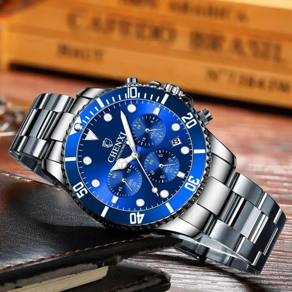 for Men Tiong Mens Watches Automatic warfare patriot lunar horizon agitation Date Quartz Stainless Steel Watch Chronograph Business Fashion Wrist Watches 